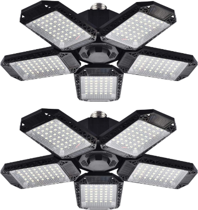 Picture of 2 Pack LED Garage Lights, 120W Deformable LED Garage Ceiling Lights with 5 Adjustable Panels