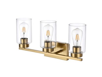 Picture of 3-Light Bathroom Vanity Light, Modern Wall Lights with Clear Glass Shades, Bathroom Wall Sconce Lamp for Mirror Living Room Bedroom Hallway