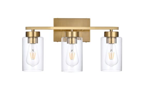 Picture of 3-Light Bathroom Vanity Light, Modern Wall Lights with Clear Glass Shades, Bathroom Wall Sconce Lamp for Mirror Living Room Bedroom Hallway