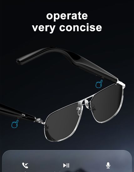 Picture of Fashion smart bluetooth silver frame glasses