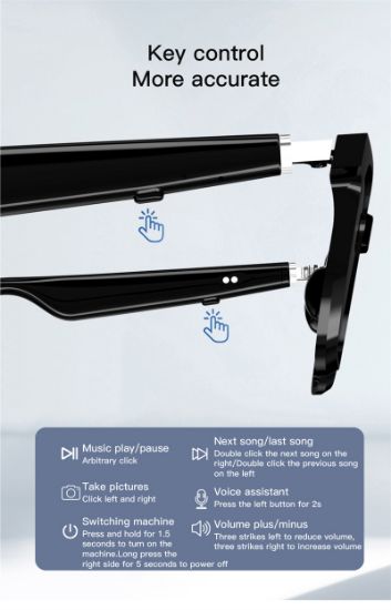 Picture of New smart bluetooth black frame glasses