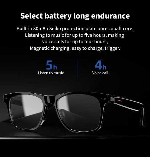 Picture of New Fashion Multifunctional Smart Bluetooth Black Frame Glasses