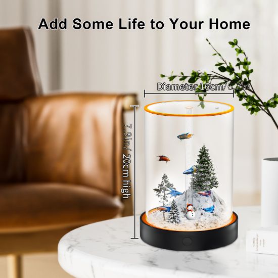 Picture of Unique Gift - Weekend Circular Desktop Aquarium | Plug-and-Play Aquatic Wonderland 16*20cm