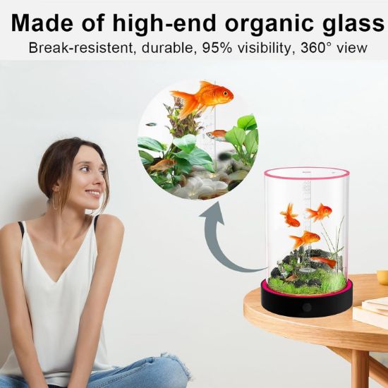 Picture of Unique Gift - Weekend Circular Desktop Aquarium | Plug-and-Play Aquatic Wonderland 16*20cm