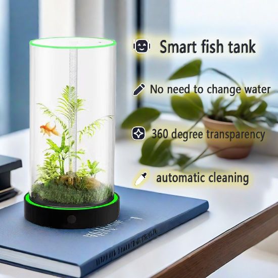 Picture of Unique Gift - Weekend Circular Desktop Aquarium | Plug-and-Play Aquatic Wonderland 16*20cm