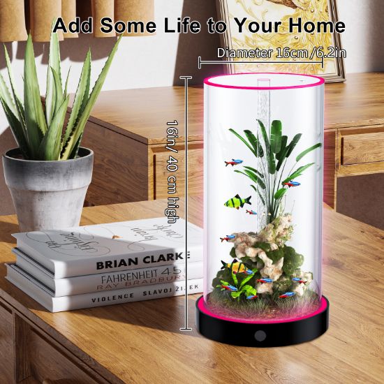 Picture of Unique Gift - Weekend Circular Desktop Aquarium | Plug-and-Play Aquatic Wonderland 16*40cm