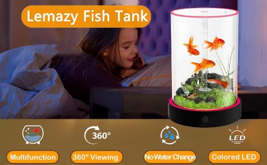 Picture of Unique Gift - Weekend Circular Desktop Aquarium | Plug-and-Play Aquatic Wonderland 16*40cm