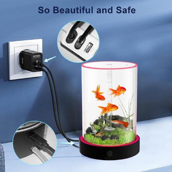 Picture of Unique Gift - Weekend Circular Desktop Aquarium | Plug-and-Play Aquatic Wonderland 16*40cm