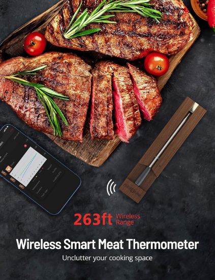 Picture of MEATER Plus: Wireless Smart Meat Thermometer with Bluetooth | Long Range | Measures Internal & Ambient Temp | for BBQ, Oven, Grill, Kitchen, Smoker, Rotisserie