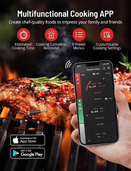 Picture of MEATER Plus: Wireless Smart Meat Thermometer with Bluetooth | Long Range | Measures Internal & Ambient Temp | for BBQ, Oven, Grill, Kitchen, Smoker, Rotisserie