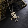 Picture of Tiny Cute Robot Necklace for Men, Movable Robot Pendant Necklace with 27.6” Chain, Punk Rock Robot Amulet Necklace