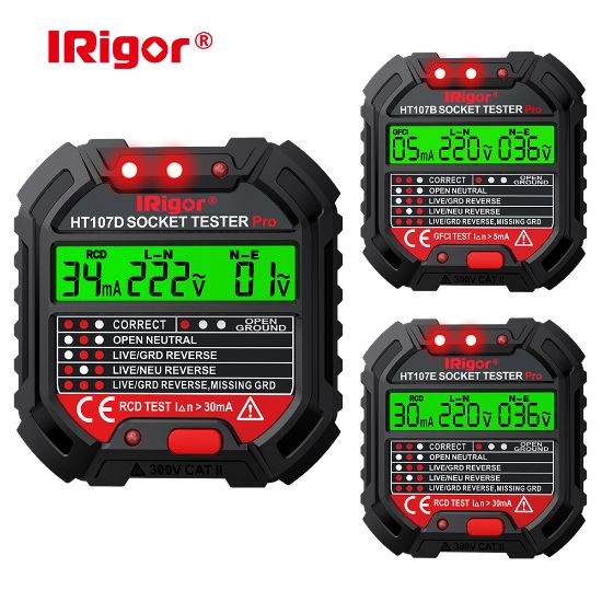 Picture of HT107B US Socket Tester LCD display Socket Tester with Voltage Test GFCI