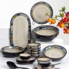 Picture of Dingliu blue checkered daily porcelain tableware set European and American style tableware set gift box