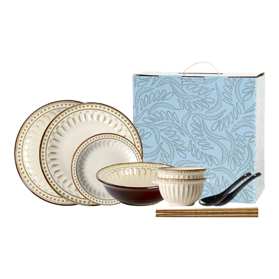 Picture of Dingliu European Beige Cameo Set Daily Porcelain Tableware Set Gift Set