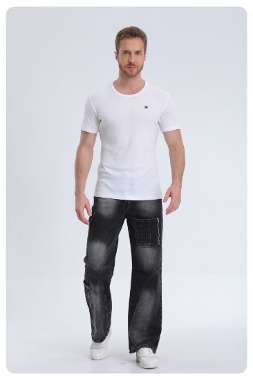 Picture of Men's and Women's Clashing Bag Washed Loose Jeans Designer Casual Trousers Work Pants