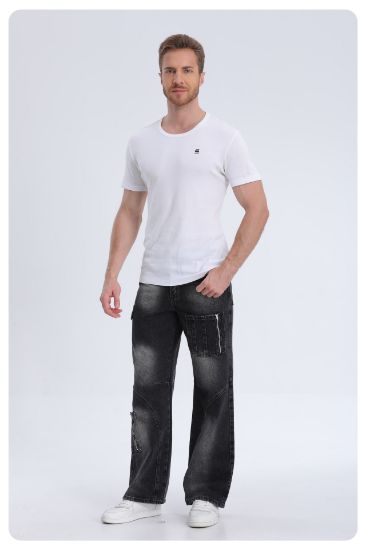 Picture of Men's and Women's Clashing Bag Washed Loose Jeans Designer Casual Trousers Work Pants