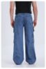 Picture of American high street multi-pocket washed loose jeans men and women design sense work trousers casual trousers